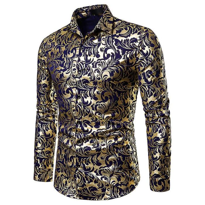 Mens shiny gold dress shirt