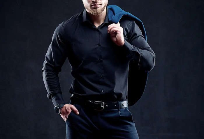 Black dress shirt and jeans men