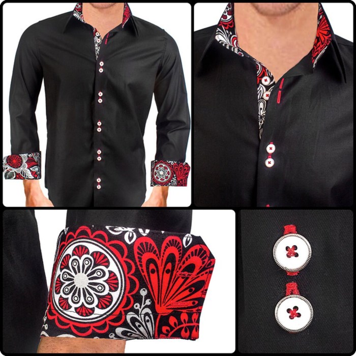 Mens black and red dress shirt