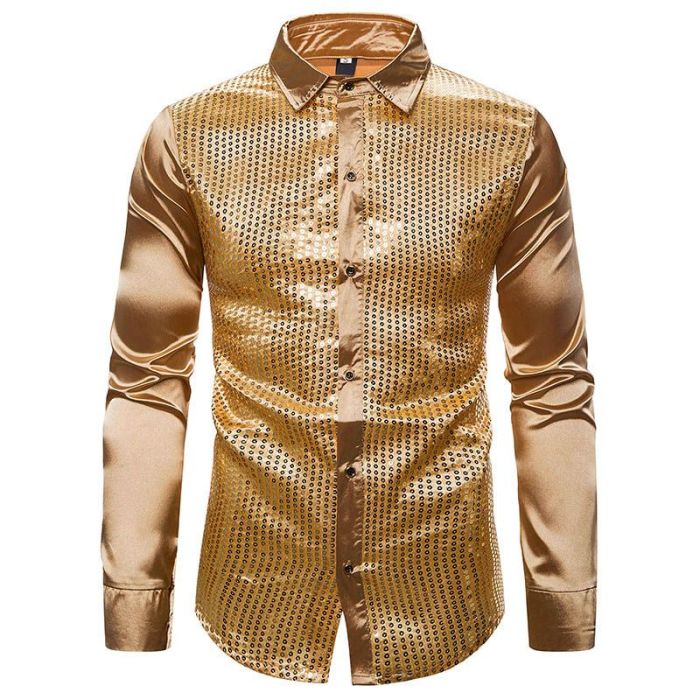 Mens Shiny Gold Dress Shirt A Stylish and Luxurious Choice